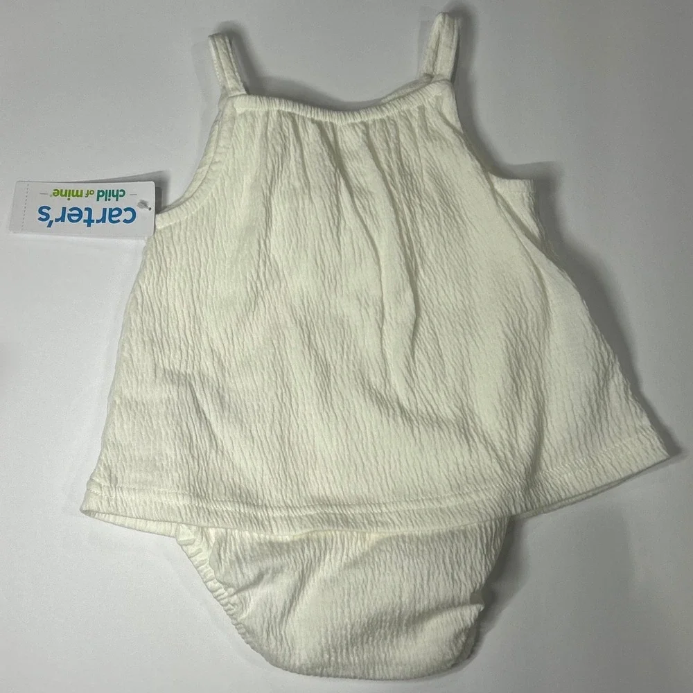 Carters Child of Mine Ivory Ruffle Eyelet Bodysuit Top 24M White Bodysuit New